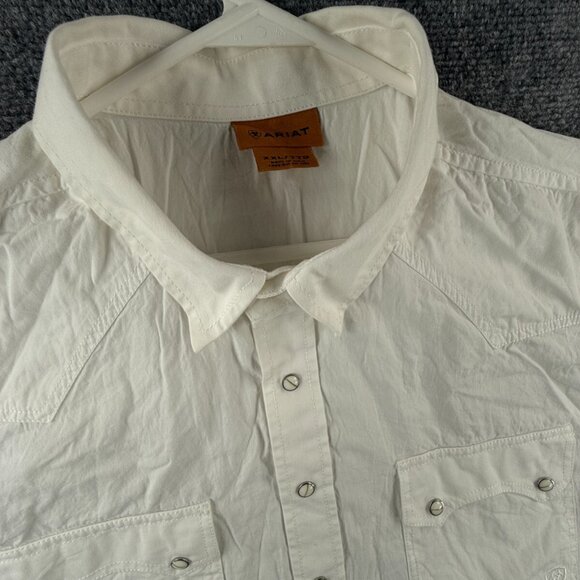 Ariat Long Sleeve Pearl Snap Up Outdoors 2XL White Blue Floral Print Western - Picture 9 of 15